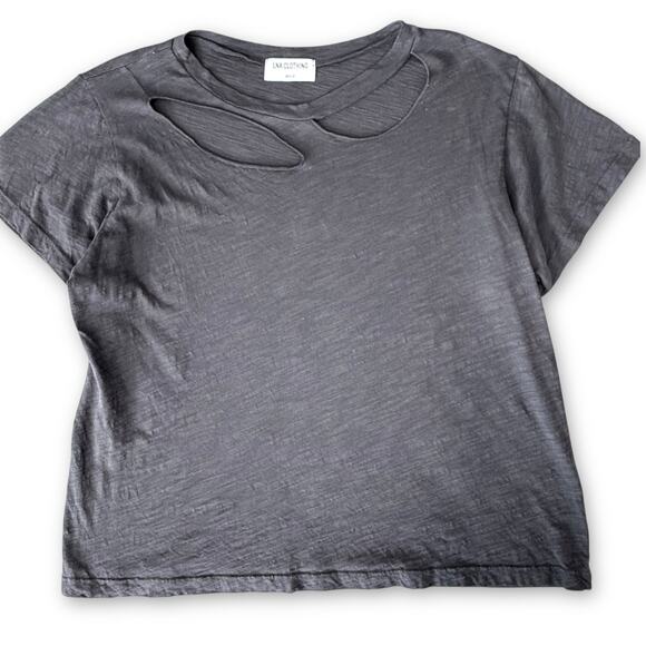 LNA Revolve Double Cut Slub Tee M Charcoal Gray‎ SoftGrunge CoolGirl Minimalist - Picture 2 of 7